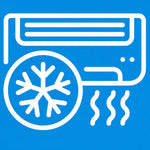 Icon of an air conditioner with a snowflake and steam symbols, indicating cooling function.