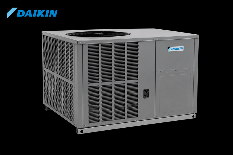Daikin air conditioning unit on a black background